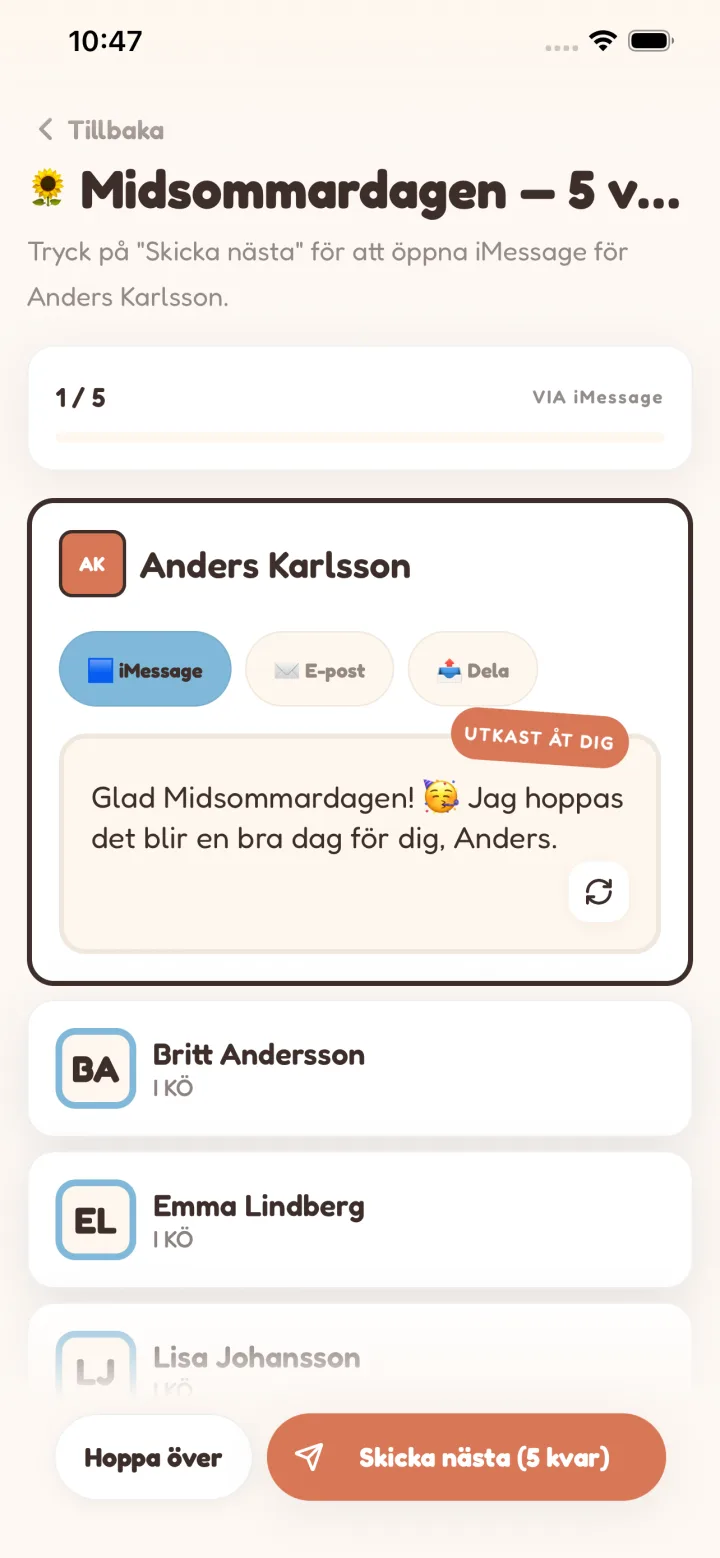 En kö, alla vänner